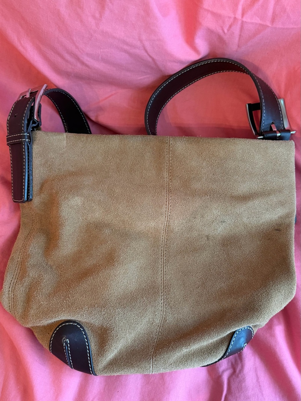 Preston and York Suede Shoulder Bag with Dark Brown Leather Strap - Picture 3 of 7